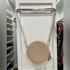 Cuyana Circle Cross Body Bag Cream/Blush Pebbled Leather